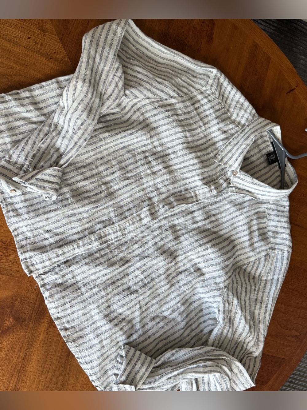 Tahari black/white stripe linen jacket